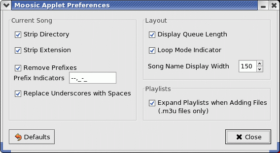 applet preferences